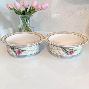 2 Dansk CAFE FLORAL RImmed Soup Bowls Cereal Bowl 6.75"